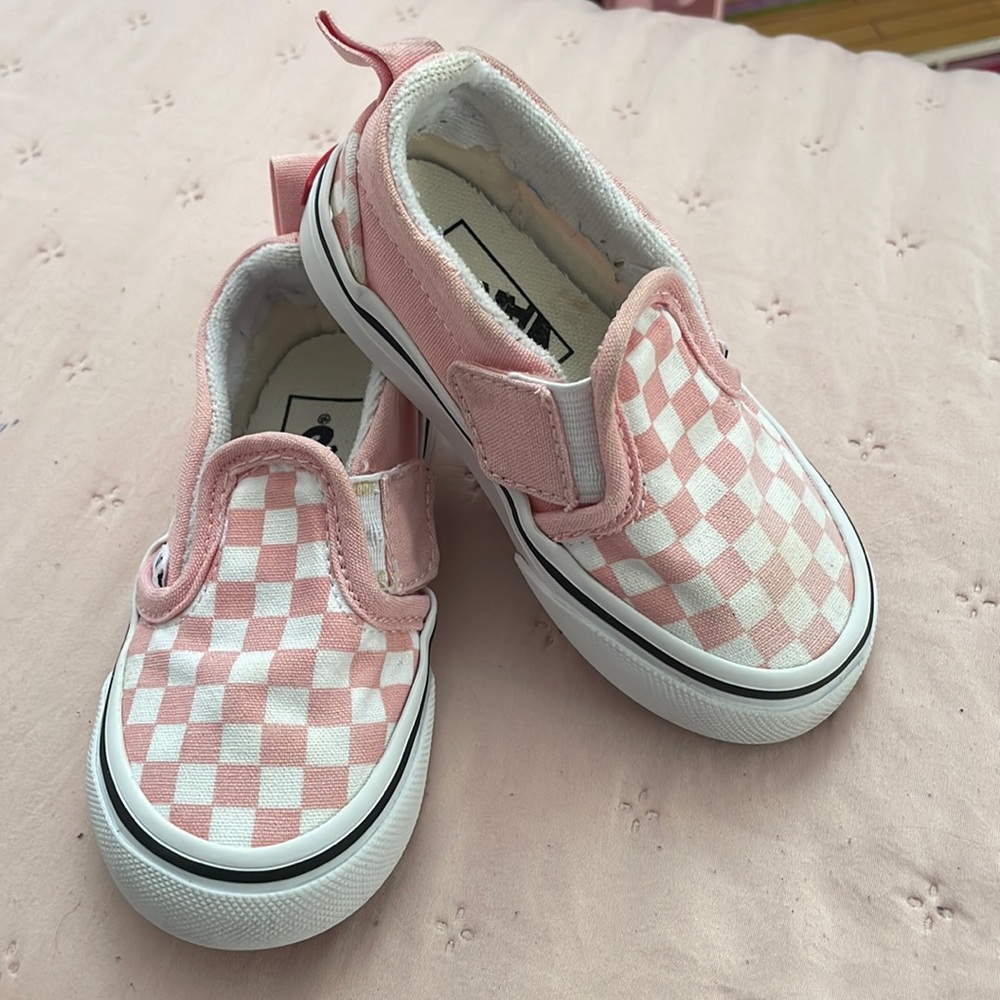 Used toddler pink checkered vans